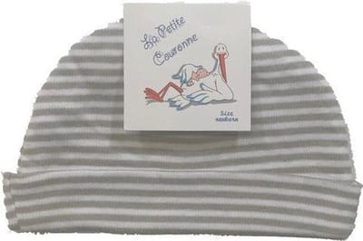 La Petite Couronne Mutsje Uni Grijs/wit Gestreept Maat 56