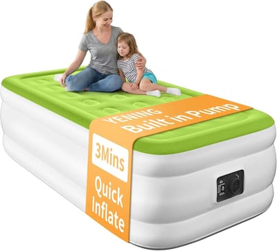 Luchtmatras Eenpersoons met Ingebouwde Pomp en Velours Topper