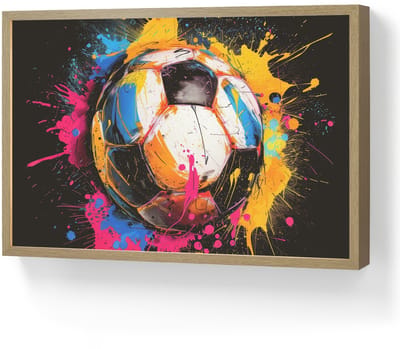 Wandlamp 60x40 cm - Oplaadbaar - Graffiti - Sport - Voetbal - Verf - Bal - Wandlampen binnen woonkamer - Slaapkamer lamp - Decoratieve nachtlamp - Vloerlamp draadloos
