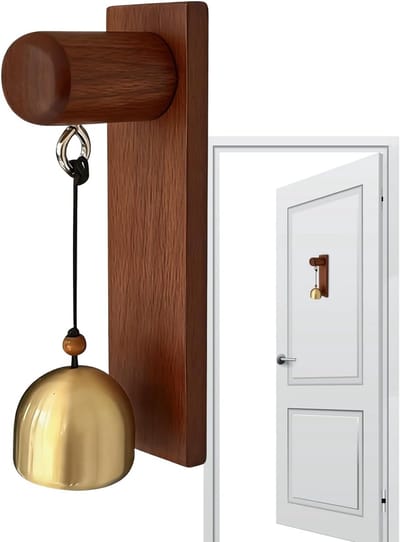 Deurdecoratie Hout - Deurbel Rustiek - Gast Verwelle - Helder Geluid - 15 x 6 x 4 cm - Houtkleur Walnoot