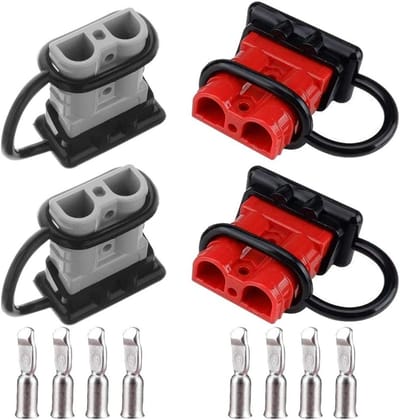 Batterijverbinding 50A Plug voor Kabellieren, Snelle Aansluiting met Stofkappen voor Motorhome, Duurzaam en Betrouwbaar
