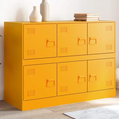 vidaXL - Dressoir - 99x39x73 - cm - staal - mosterdgeel
