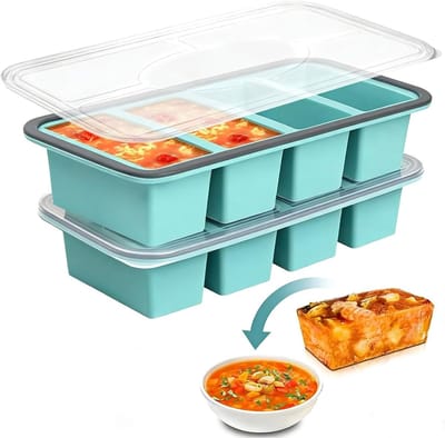 Dailygoods- Siliconen Vriesvorm - 2 Stuks - 4 Gaten - 250 ml - BPA-vrij - IJsblokjesvorm - Soep/Bouillonhouder