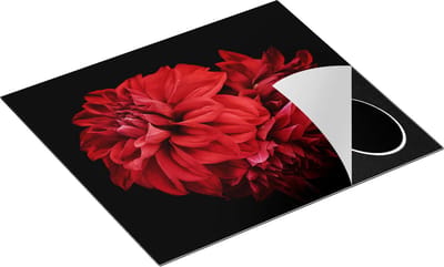 Chefcare Inductie Beschermer Rode Dahlia Bloemen - 60x50 cm - Afdekplaat Inductie - Kookplaat Beschermer - Inductie Mat