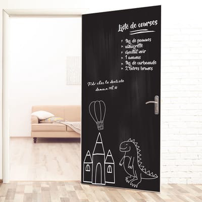 Schoolbordsticker - uitwisbare zelfklevende muurstickers - DEUR H204 X B73 CM + WITTE VLOEIBARE KRIJT