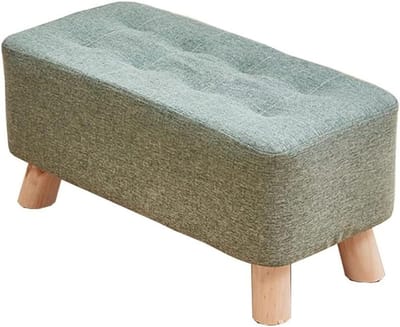Zitbank Poef - Voetenbank Ottomaan - Ontspannen Zitten - Afneembare Hoes - 60x28x28cm - Cyaan