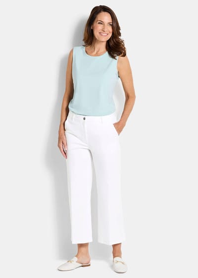Jeansculotte VERA met gestreken vouwen - wit - Gr. 19 van Goldner Fashion