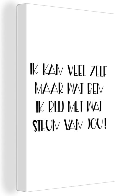 Canvas Schilderij Beterschap - Quote - Steun - Zwart wit - 20x30 cm - Wanddecoratie