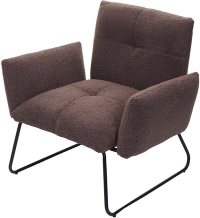 Lounge fauteuil MCW-K34, cocktail fauteuil, bouclé stof/textiel MVG-gecertificeerd ~ bruin