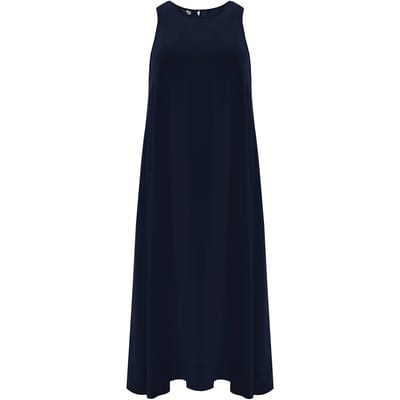 Lange Mouwloos Crepe Jurk Dames Mat Fashion