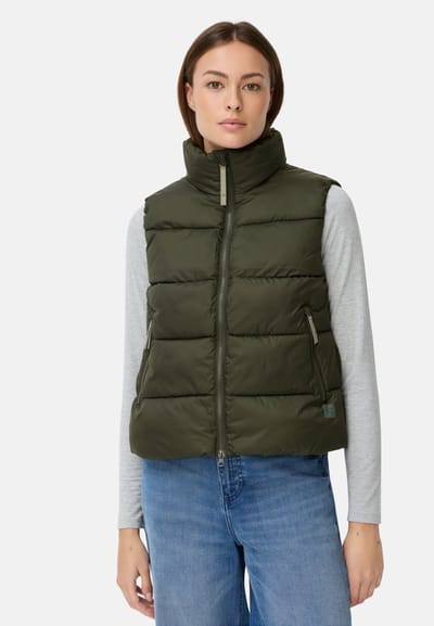 camel active Gewatteerd vest met tweewegrits - Maat womenswear-42 - Bosgroen