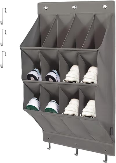 SNJY® Schoenenzak Hangend - Schoenen Opbergsysteem Deur - Schoenenrek Hangend - 79 x 43 cm - Grijs