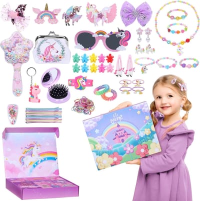 Kerst Adventskalender 2025 voor Meisjes met 24 Dagen, Unicorn Cadeauset met Armband, Ring, Ketting, Portemonnee en Haaraccessoires voor de Feestdagen