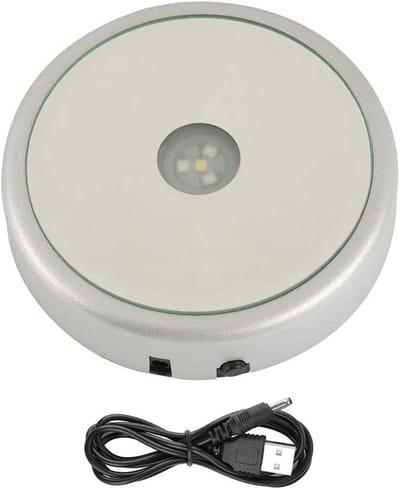 Elektrisch gemotoriseerd draaiplateau voor live-video's en fotografie - Automatisch draaiplatform voor sieraden - Rond spiegel met 4 lampen draaiplateau elektrisch