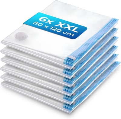 Famanu - Vacuümzakken xxl 6 stuks (80 x 120cm) vacuüm opbergzakken voor dekbedden beddengoed gordijnen en kleding