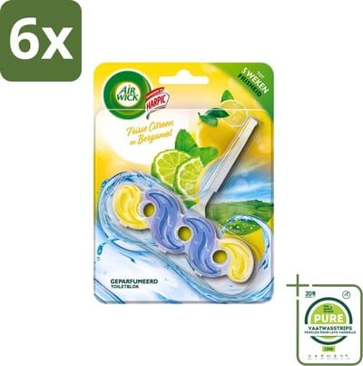 Air Wick - Geparfumeerd Toiletblok - Citroen & Bergamot - 1 Stuk - Voordeelverpakking - 6 stuks - Toiletblok - Luchtverfrissers