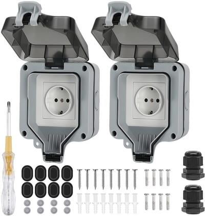 Waterdicht Buitenstopcontact - 2 Stuks, IP66 - Voor Tuin, Zwembad, Garage en Badkamer