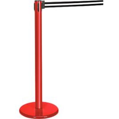 Afzetpaal met trekband rood, trekband zwart/wit