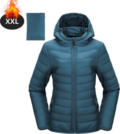 Livano Winterjas - Parka - Dames - Winter - Jas - Volwassen - Stijlvol - Donker Cyaan - XXL