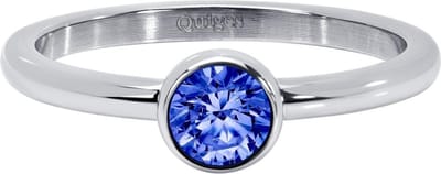 Quiges Stapelring Dames - Vulring - RVS Zilverkleurig met Zirkonia Blauw - Maat 19 - Hoogte 2mm