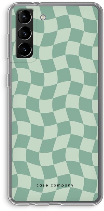 Case Company® - Hoesje geschikt voor Samsung Galaxy S21 Plus hoesje - Grid Groen - Soft Cover Telefoonhoesje - Bescherming aan alle Kanten en Schermrand
