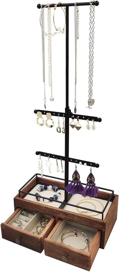 Sieradenopbergrek - Sieradenstandaard Organizer - Sieraden Tonen - Verstelbare Hoogte Rotatie - 18.8 Inch - Zwart