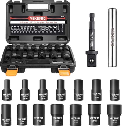 Moer Verwijderaar Set - Gestripte Bouten - Reparatie Werkzaamheden - 16-delig Cr-Mo Staal - 1/2" Drive