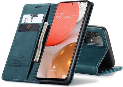 Telefoonhoes Geschikt voor: Galaxy A72 5G - Retro Wallet hoesje - Blauw