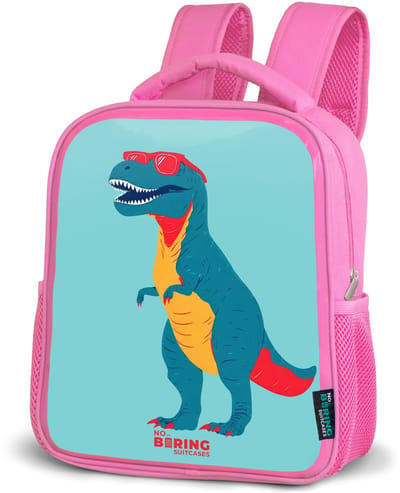 NoBoringSuitcases.com® - Rugzak roze - Schooltas meisjes - Coole T. rex met zonnebril - Kinder rugtas meisje - Boekentas kind - Kinderrugzak voor school - Schoolrugzak