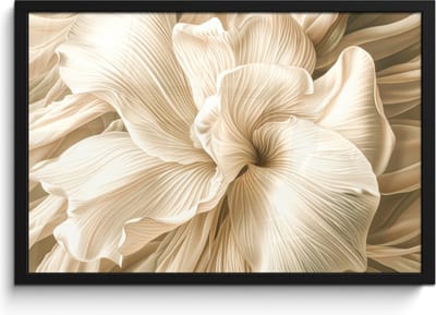 Poster in lijst - Fotolijst 60x40 cm - Posters - Abstract - Beige - Bloemen - Natuur - Posterlijst zwart - Decoratie - Wanddecoratie woonkamer - Muurdecoratie slaapkamer