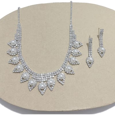 Sieraden Partij, Nieuwe Volledig Diamant Parelketting, Sprankelende Waterdruppel Diamant Accessoires, Jurk Sieraden Set.