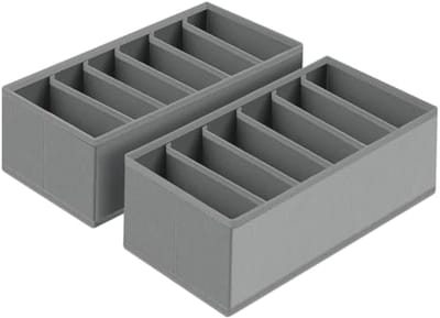 2-Stuks Lade-Organizer – Stoffen Ondergoed & Baby-Sokken Verdeler – 30×15×9 cm – Donkergrijs