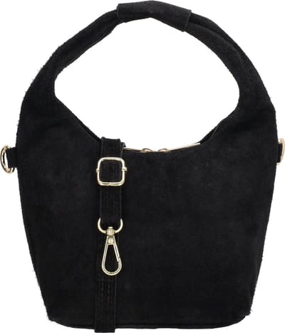 Charm London Anna Handtas - Crossbody - Schoudertas - Suede - Verstelbare/Afneembare Schouderband - Leren Dames Tas - Zwart