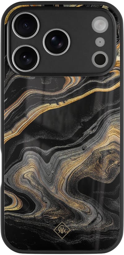 Casimoda® hoesje - Geschikt voor iPhone 17 Pro Max - Marbling - Luxe Hard Case Zwart - Backcover telefoonhoesje - Zwart