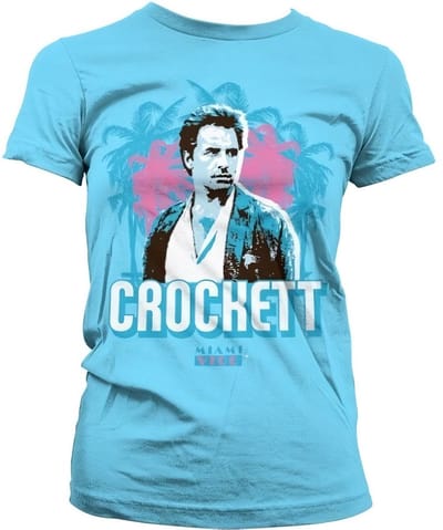 Miami Vice Crockett Palms Girly T-shirt voor dames, hemelsblauw