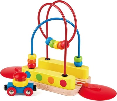 Houten Treinbaan - Accessoires Set - Uren Speelplezier - Regenboog Parellabyrint - 18 Maanden+ - Meerkleurig