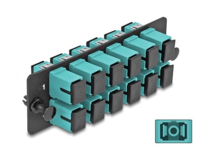 Delock Fiber Optic Adapter Panel SC Simplex OM4 12 Port aqua