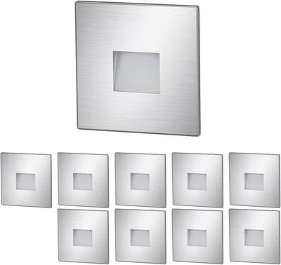 LED traplamp - Wandlamp - Buitenverlichting - IP65 roestvrij staal - 85x85mm - Koud wit