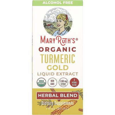 MaryRuth's Biologisch Kurkuma Goud Vloeibaar Extract, Alcoholvrij, 1180 mg, 30 ml (30 ml)