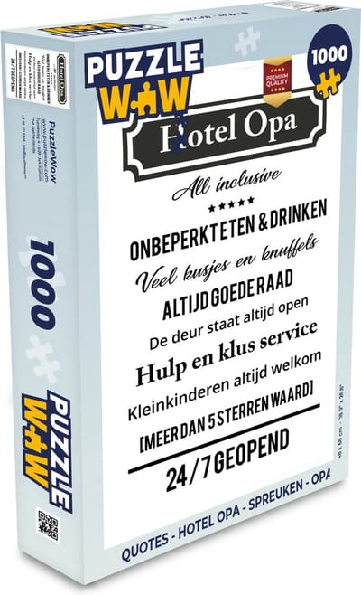 Puzzel Quotes - Hotel opa - Spreuken - Opa - Legpuzzel - Puzzel 1000 stukjes volwassenen