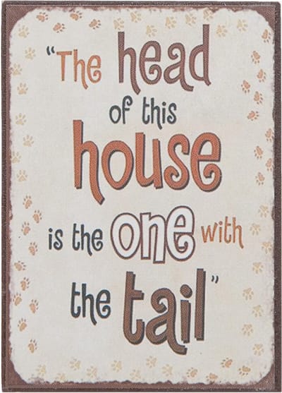 Magneet | 5*7 cm | Bruin | Ijzer | rechthoekig | the head of this house is the one with the tail | Clayre & Eef | 6Y1937