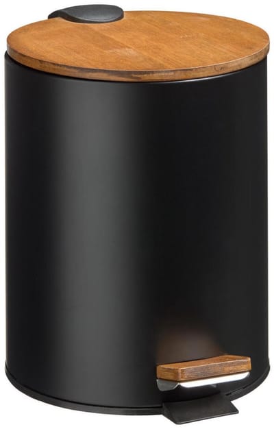 Stijlvolle pedaalemmer 5 liter – compact & modern design - 26,3 x 20,5 x 26 cm Mat zwart / Bruin