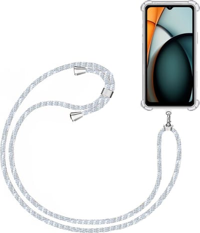 Telefoonkoord + Hoesje Geschikt voor Xiaomi Redmi A3 - Lengte Verstelbaar - Telefoonketting - Shock Proof Case - Baby Blauw