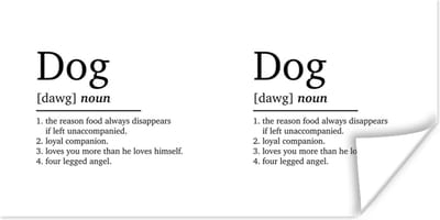 Poster Quotes - Dog - Hond definitie - Spreuken - Woordenboek - 120x60 cm