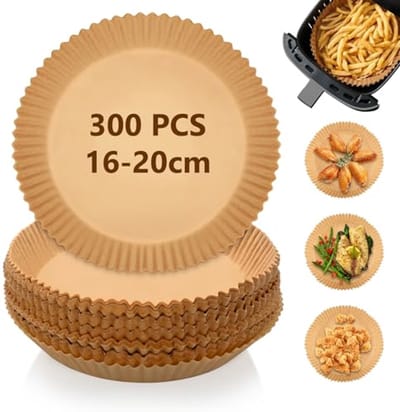 300 stuks rond bakpapier voor heteluchtfriteuse 16 cm - BPA-vrij, waterdicht en oliebestendig