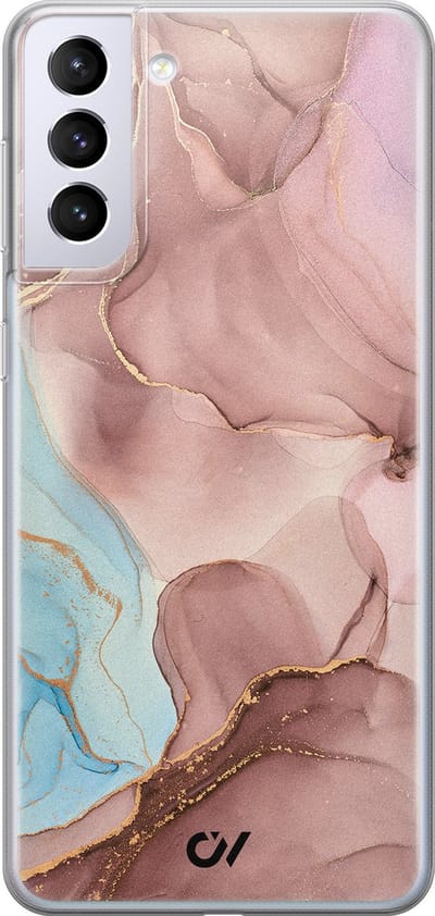 Hoesje geschikt voor Samsung Galaxy S21 hoesje - Marble Clouds - - Roze - - Casevibes
