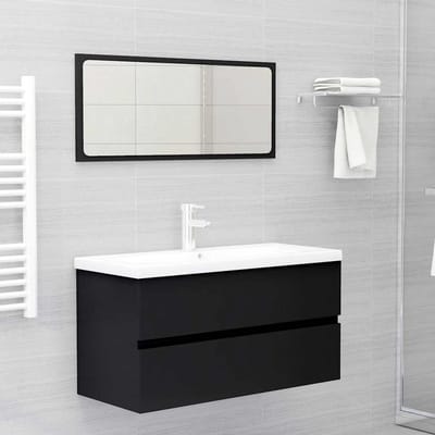 vidaXL - Wastafelkast - 90x38,5x45 - cm - bewerkt - hout - zwart