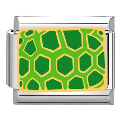 Quiges - Schakel - Bedel - 9mm - charms - Groene Schildpad Huid - Geschikt voor - armband - Schakelarmband - italy bedels armband