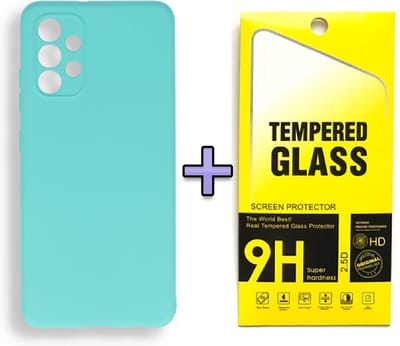 HB Hoesje Geschikt voor Samsung Galaxy A32 5G - Turquoise + Tempered Glazen Screenprotector - Siliconen Back Cover