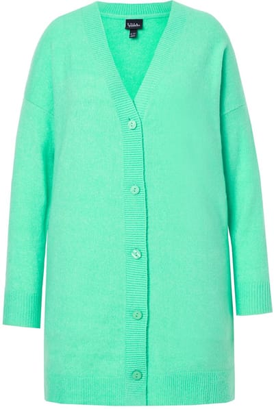 Ulla Popken - Dames - Vest boxy-model V-hals knoopsluiting - Blauwgroen - Maat 42+